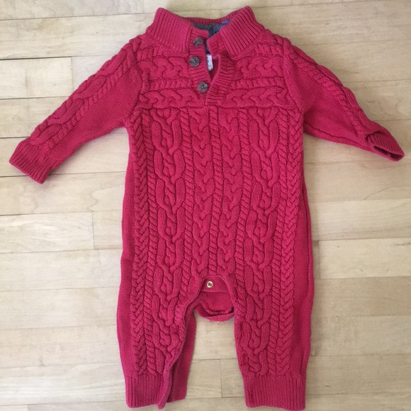 GAP Baby Toddler Boy 12-18 Months Navy Blue Cable Knit One-Piece Sweater Romper
